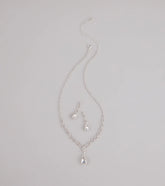 Crown Jewel Teardrop Necklace And Earrings Set